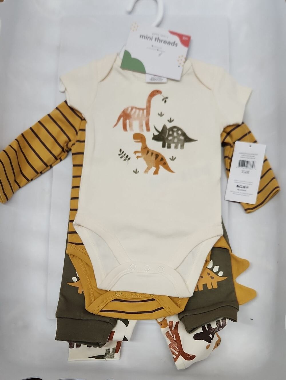 Petit Lem Cream Bodysuit with Mustard Stripe Layer